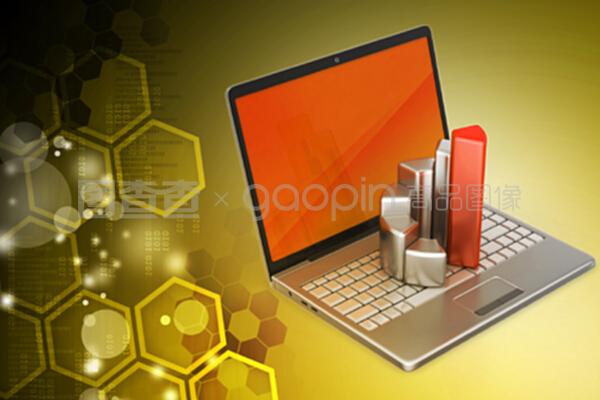 帶有財(cái)務(wù)圖表的筆記本電腦